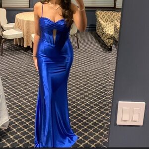 Royal Blue Satin Formal Dress – Size 4